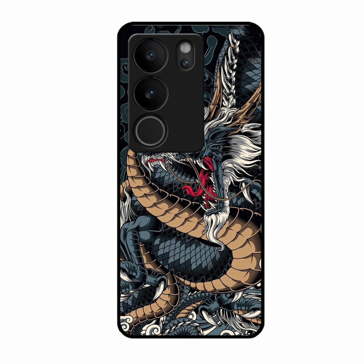 Midnight Dragon Glass Phone Case for Vivo V29 5G