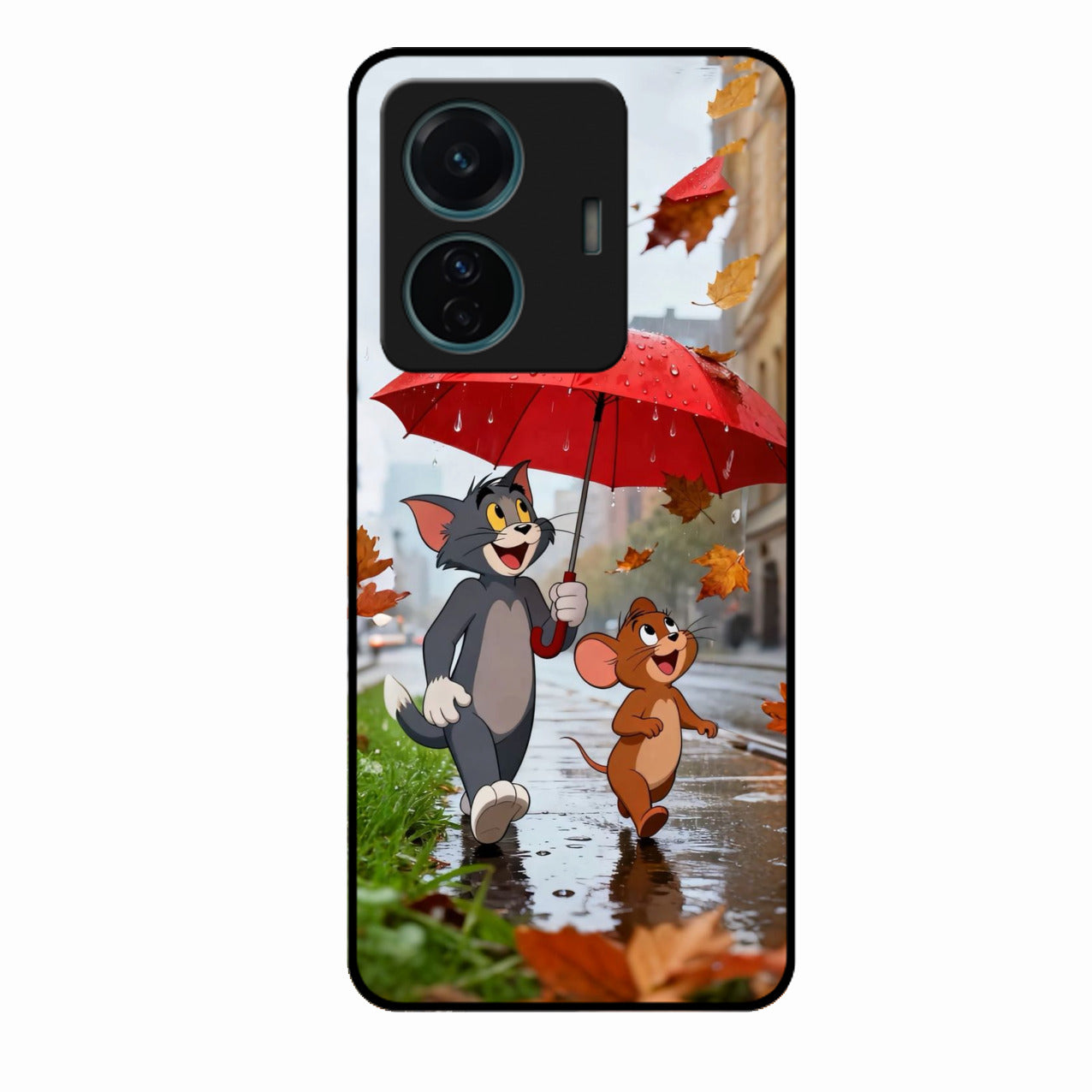 Rainy Day Cartoon Glass Phone Case for Vivo T1 Pro 5G