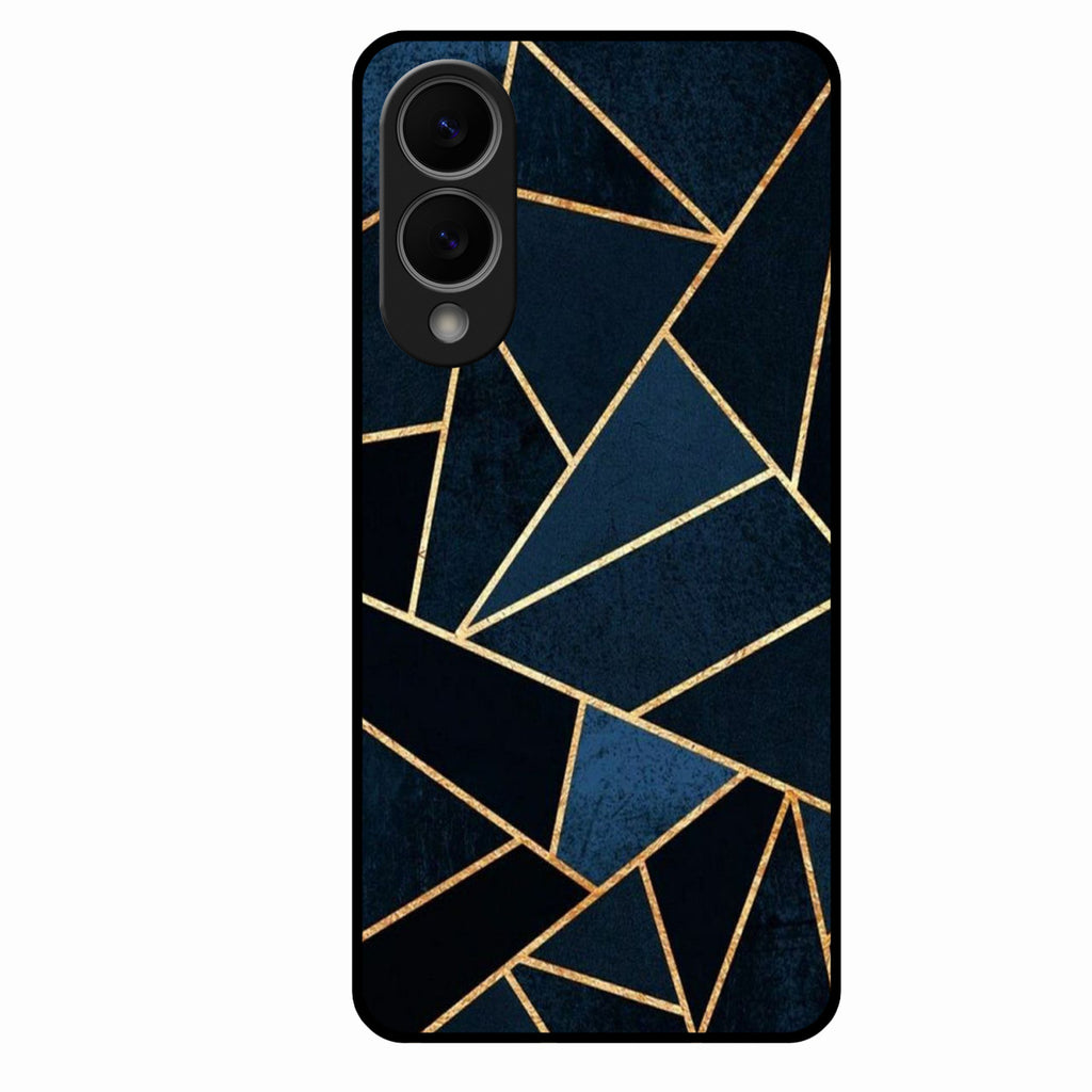 Midnight Gold Geometric Premium Glass Phone Case for Samsung Galaxy S25 Edge 5G