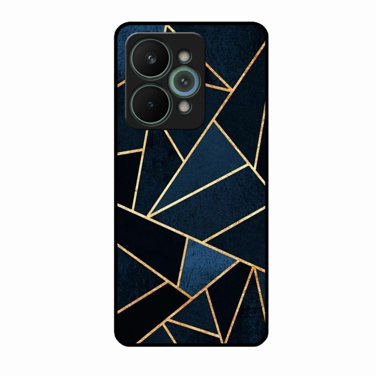 Midnight Gold Geometric Premium Glass Phone Case for Realme 15 Pro 5G
