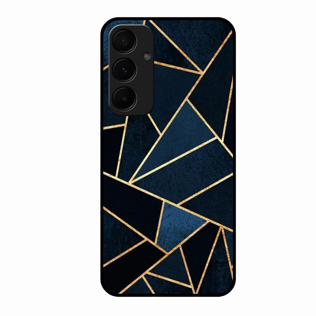 Midnight Gold Geometric Premium Glass Phone Case for Samsung Galaxy A35 5G