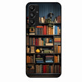 Colorful Bookshelf Art Glass Case Cover for Samsung Galaxy M14 5G