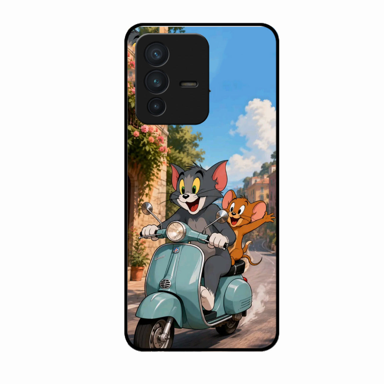 Cartoon Scooter Adventure Premium Glass Phone Case for Vivo V23 Pro 5G