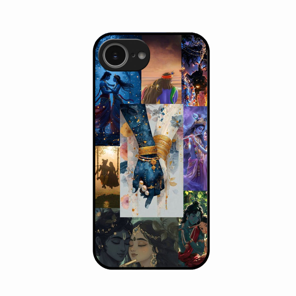 Eternal Radha Krishna Love Glass Phone Case for iPhone 16e
