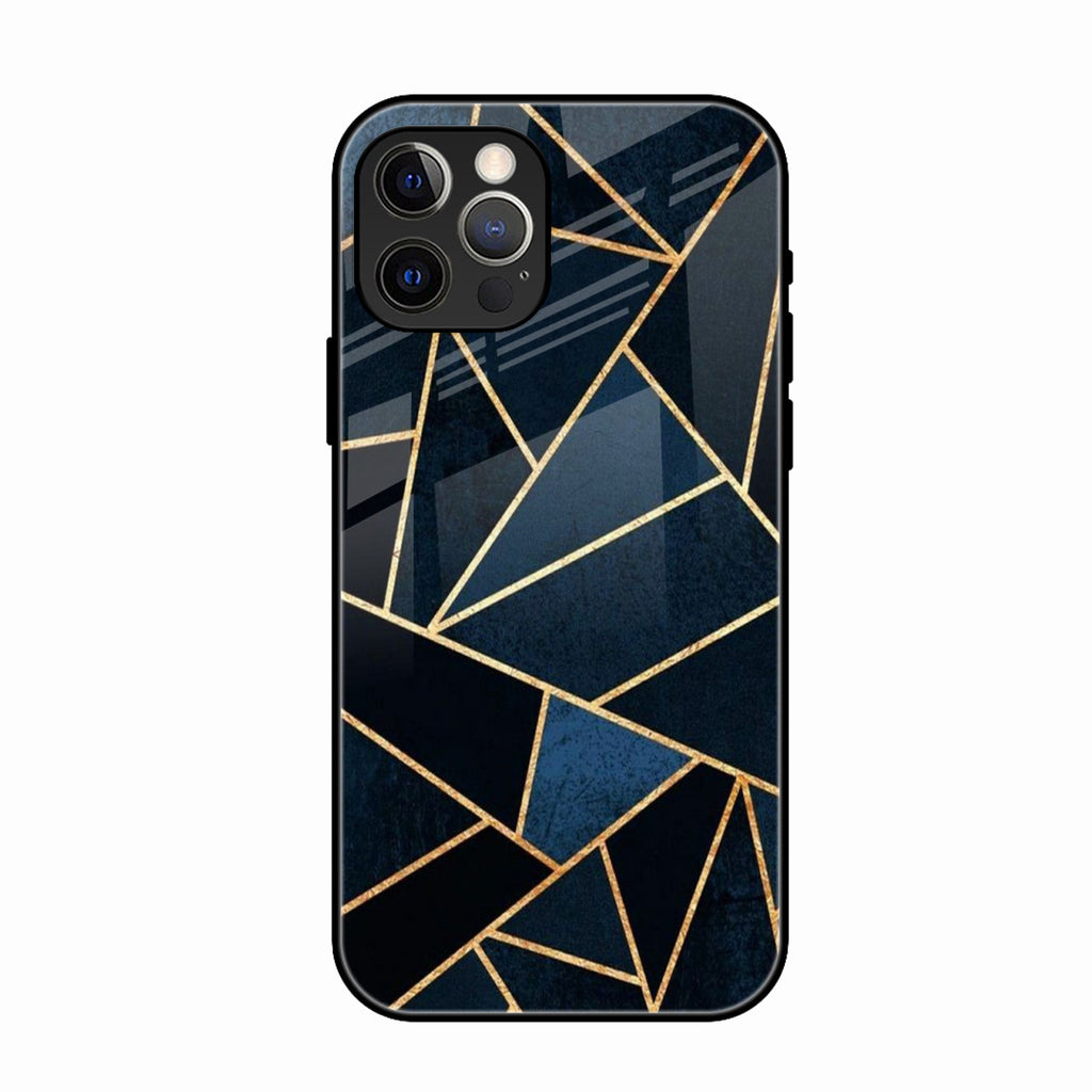 Midnight Gold Geometric Premium Glass Phone Case for iPhone 16 Pro Max