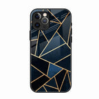 Midnight Gold Geometric Premium Glass Phone Case for iPhone 16 Pro Max