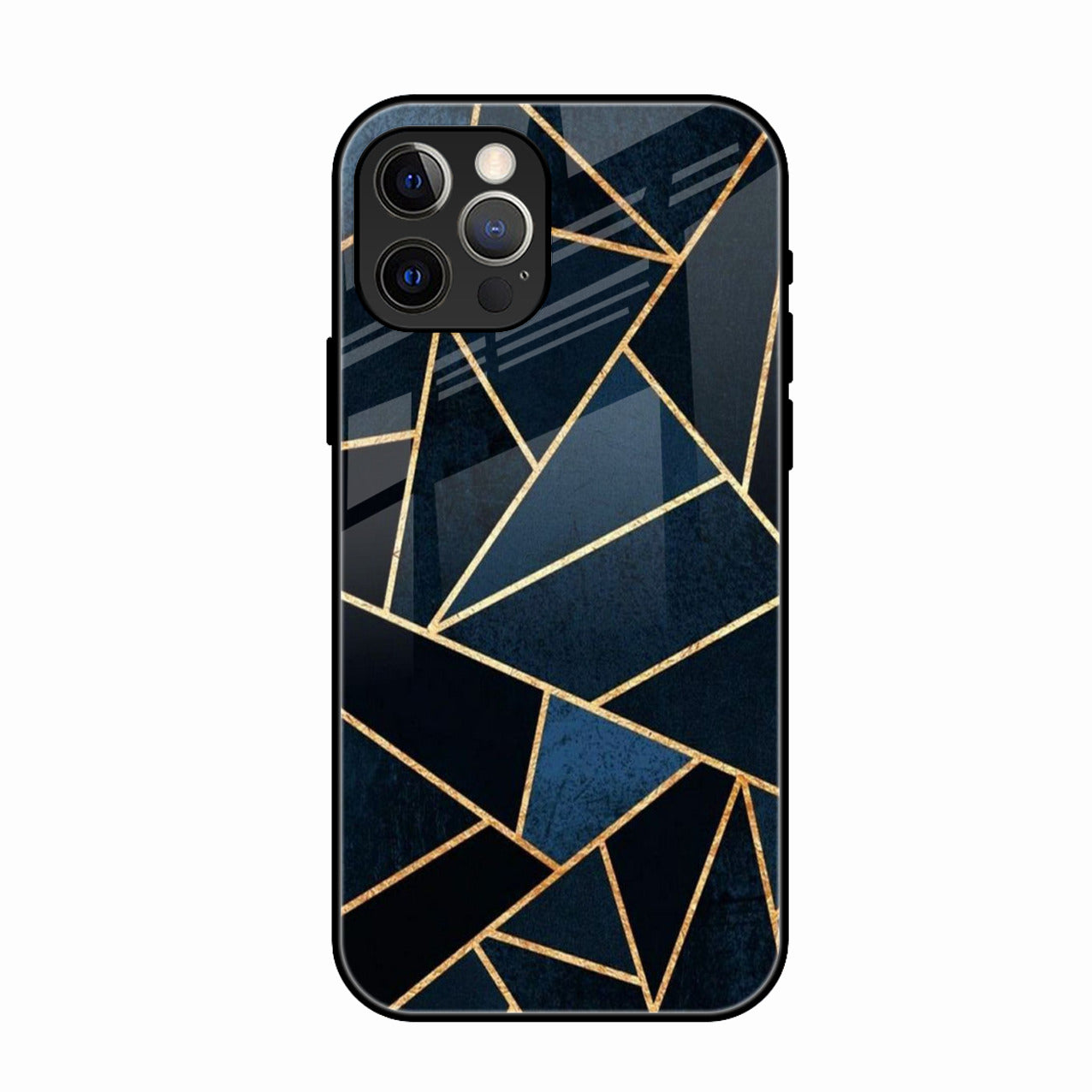 Midnight Gold Geometric Premium Glass Phone Case for iPhone 16 Pro Max