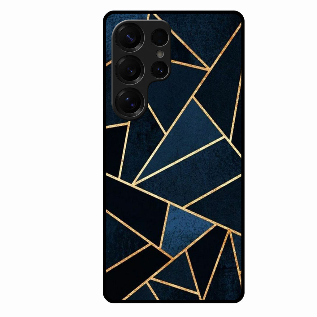 Midnight Gold Geometric Premium Glass Phone Case for Samsung Galaxy S25 Ultra 5G