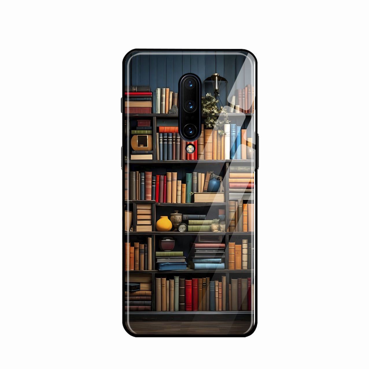 Colorful Bookshelf Art Glass Case Cover for Oneplus 8