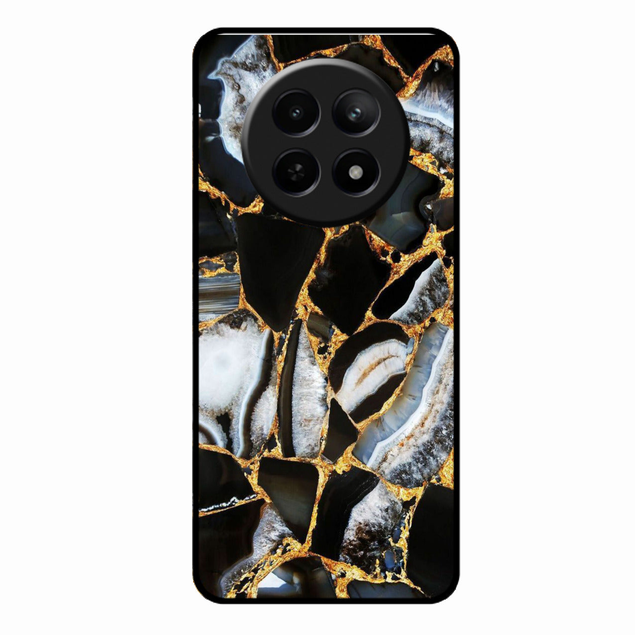 Black Gold Marble Glass Phone Case for Realme 12X 5G