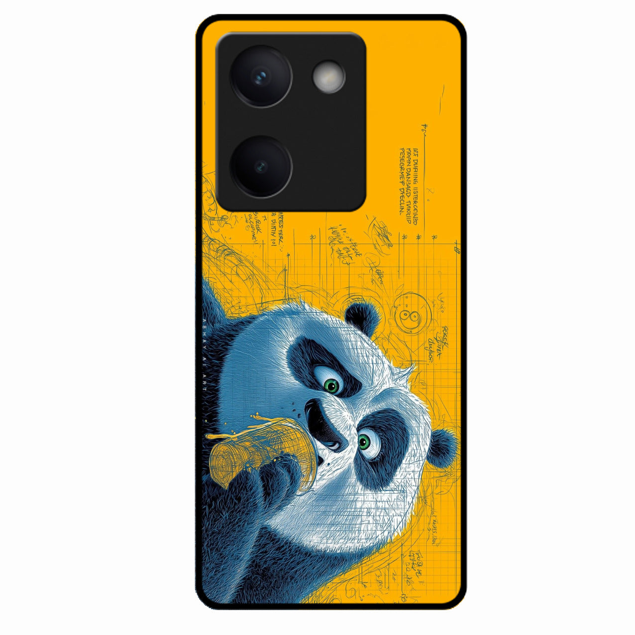 Cute Panda Sketch Premium Glass Phone Case for Vivo Y300 Plus 5G