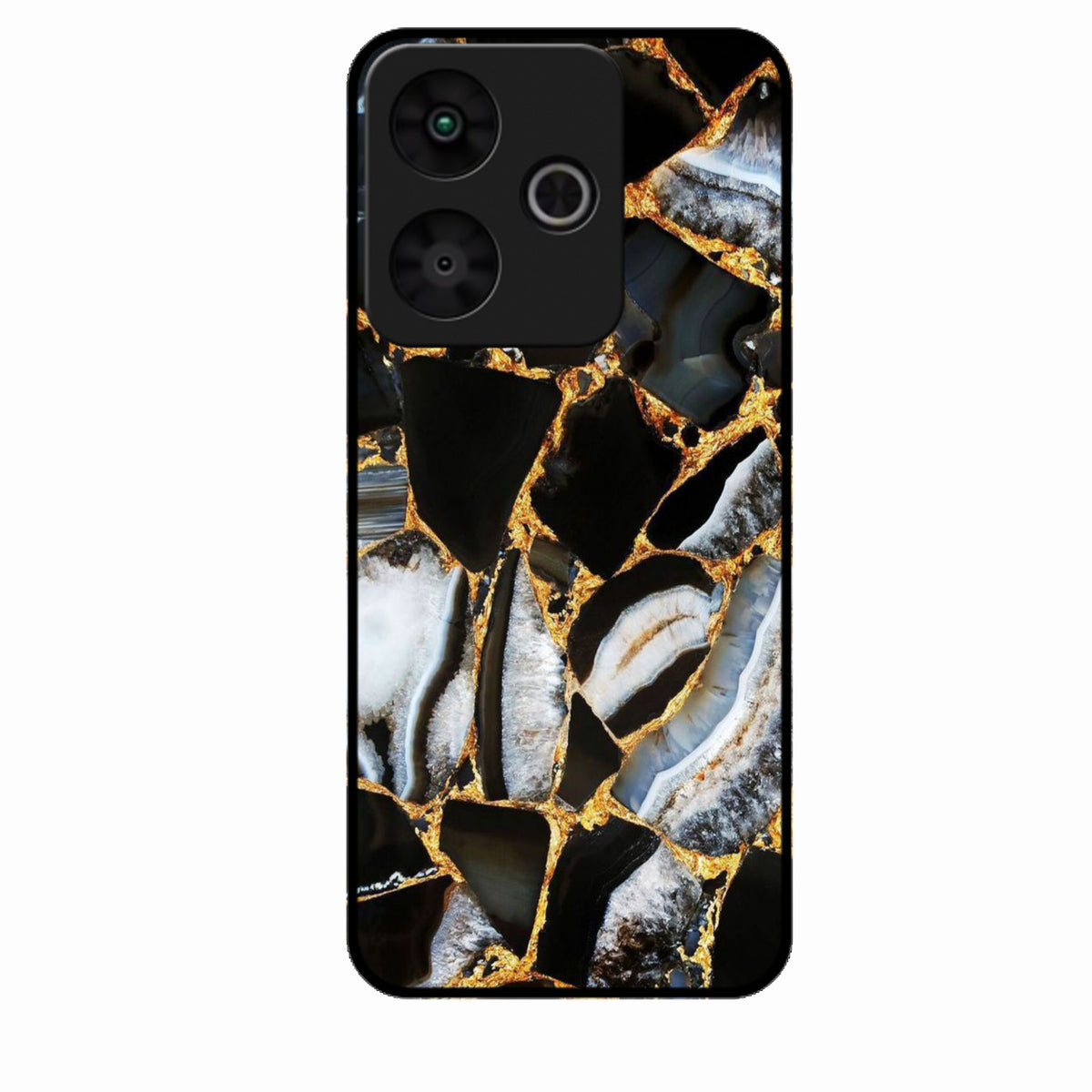 Black Gold Marble Glass Phone Case for Redmi 13 5G