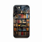 Colorful Bookshelf Art Glass Case Cover for iPhone 15 Pro