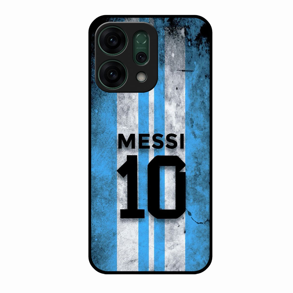 Blue Stripes Number 10 Football Glass Phone Case for Oppo Reno 14 5G