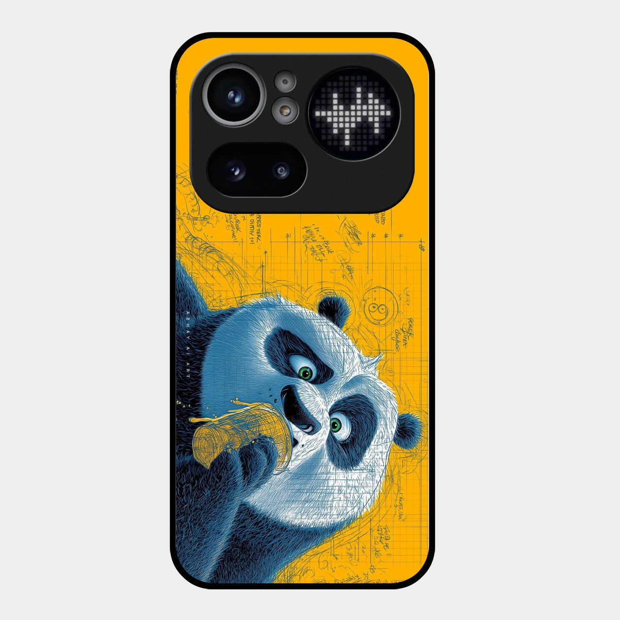 Cute Panda Sketch Premium Glass Phone Case for Nothing Phone 4A Pro 5G