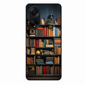 Colorful Bookshelf Art Glass Case Cover for Oppo F23 5G