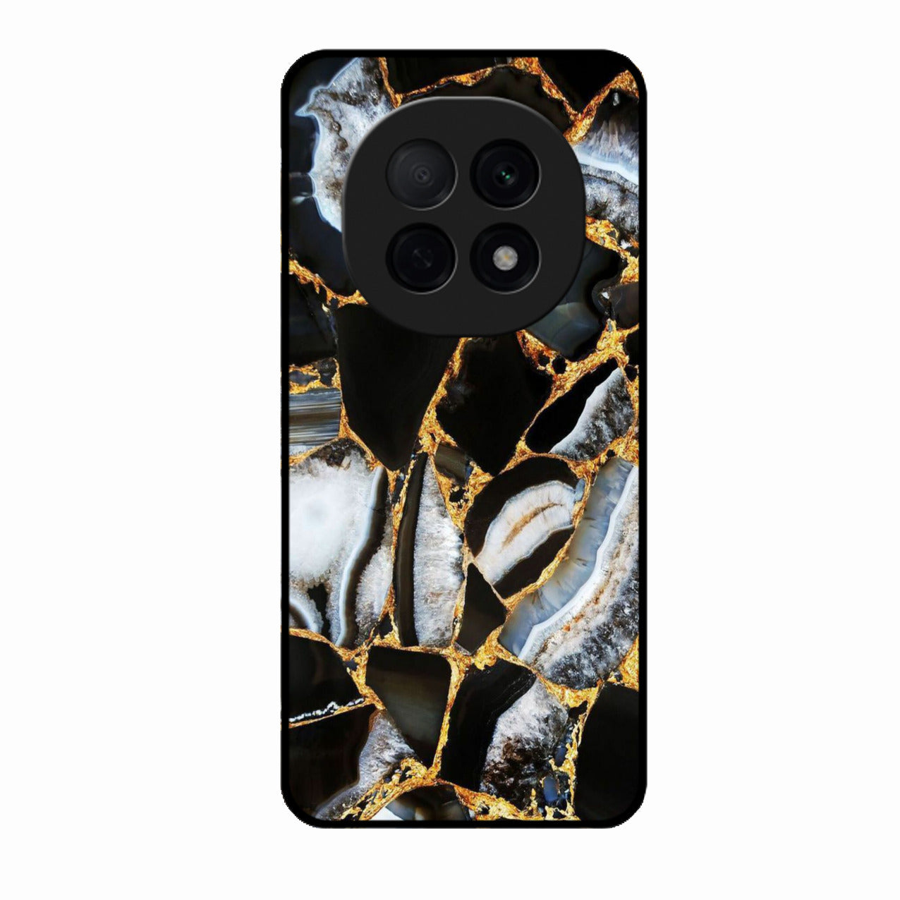 Black Gold Marble Glass Phone Case for Oppo F29 Pro 5G