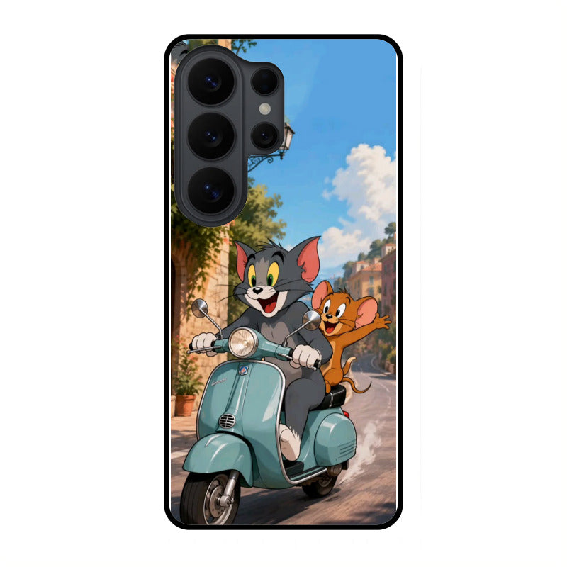 Cartoon Scooter Adventure Premium Glass Phone Case for Vivo Y21E
