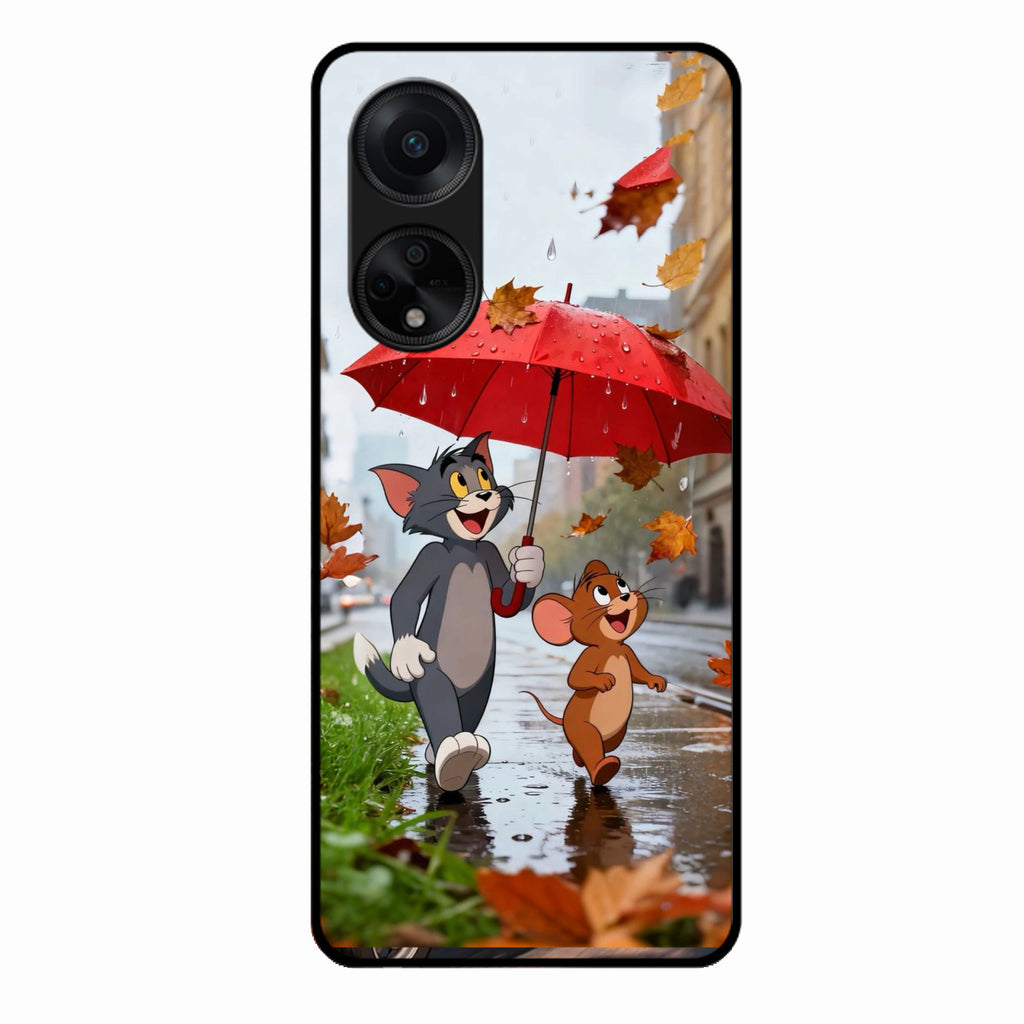Rainy Day Cartoon Glass Phone Case for Oppo F23 5G