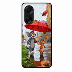 Rainy Day Cartoon Glass Phone Case for Oppo F23 5G