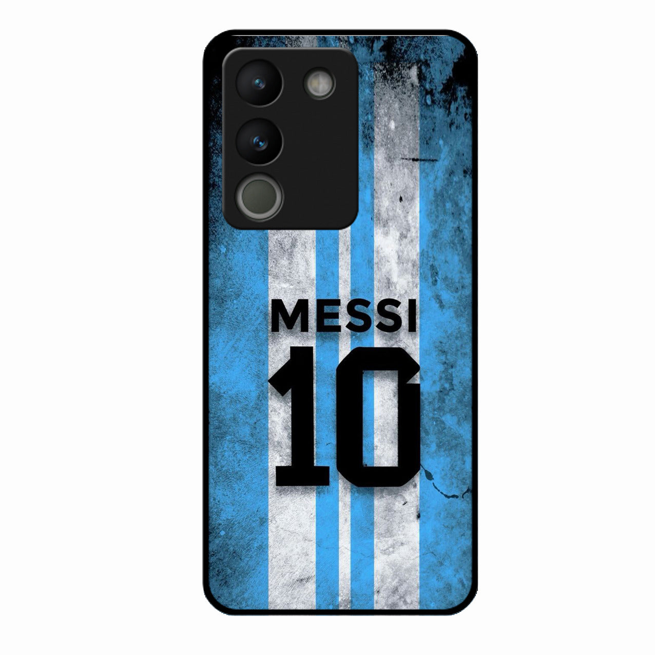 Blue Stripes Number 10 Football Glass Phone Case for Vivo Y200 5G