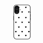 Heart Pattern White Glass Case Cover for iPhone 17