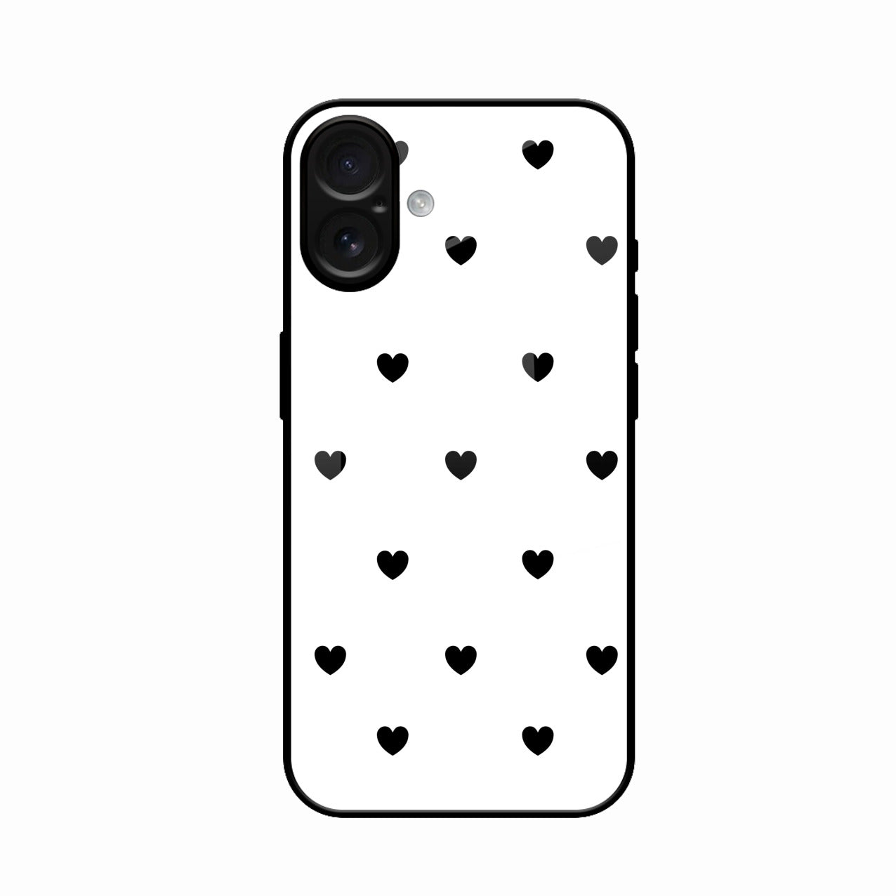 Heart Pattern White Glass Case Cover for iPhone 17