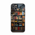 Colorful Bookshelf Art Glass Case Cover for iPhone 15