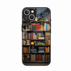 Colorful Bookshelf Art Glass Case Cover for iPhone 15
