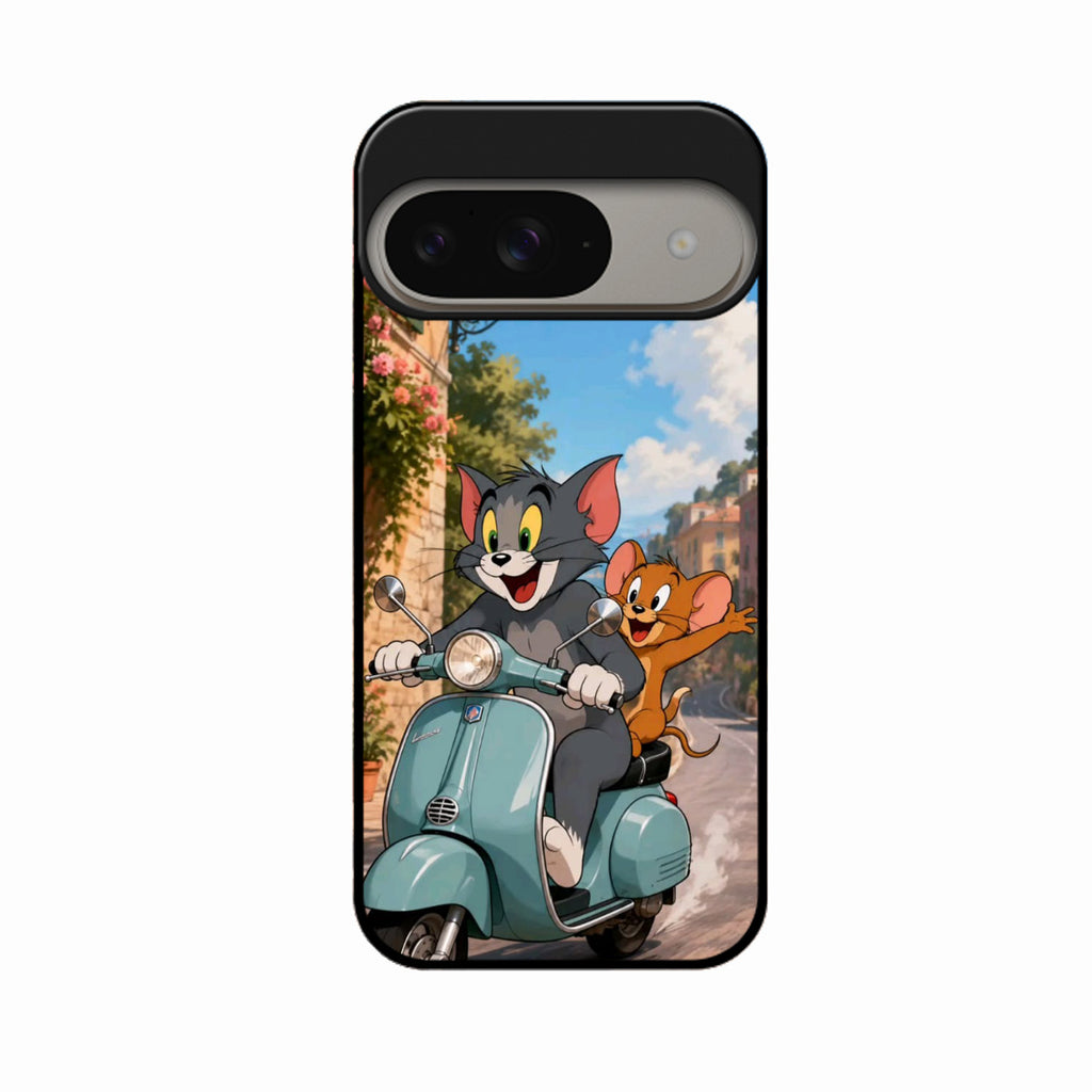Cartoon Scooter Adventure Premium Glass Phone Case for Google Pixel 9 5G