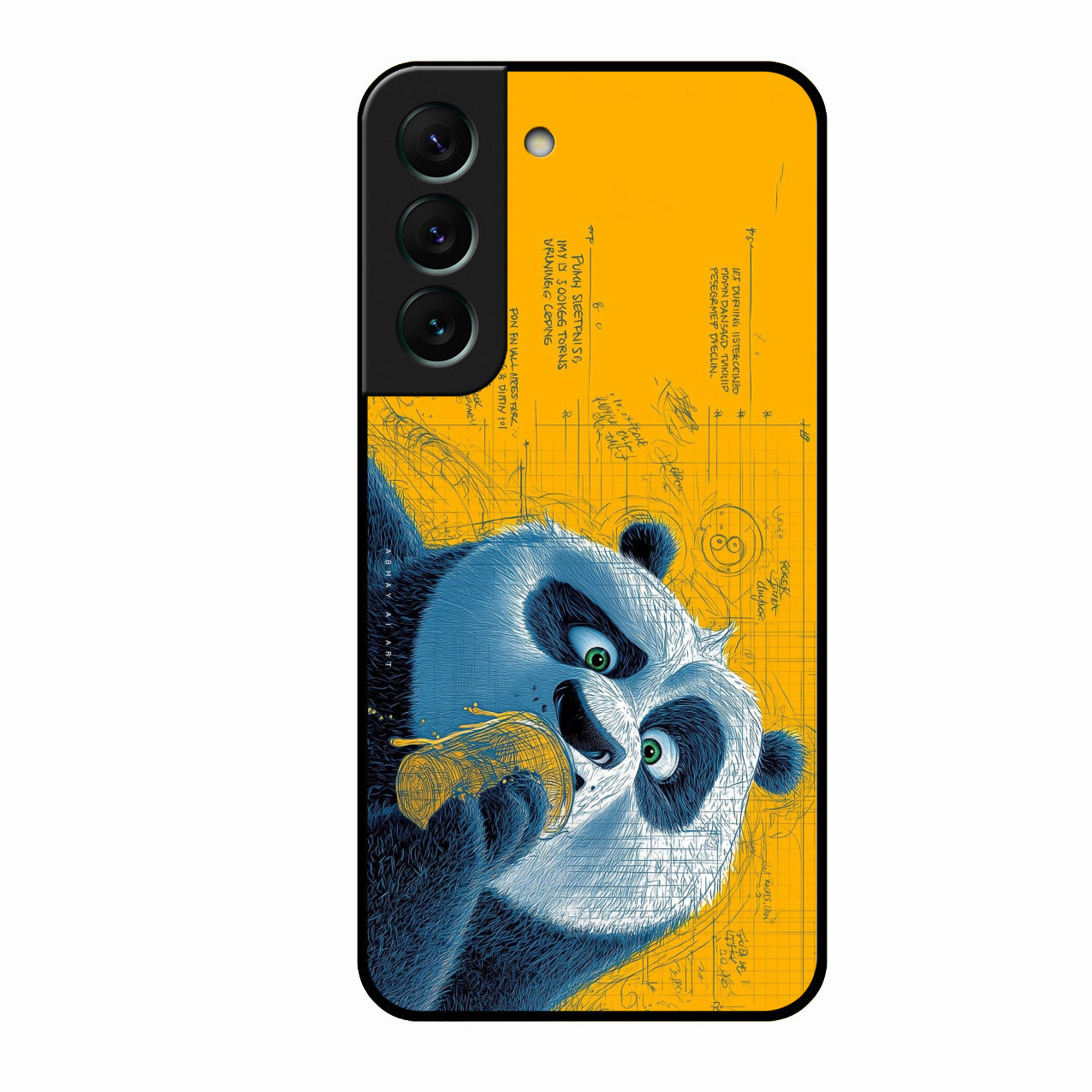 Cute Panda Sketch Premium Glass Phone Case for Samsung Galaxy S22 5G