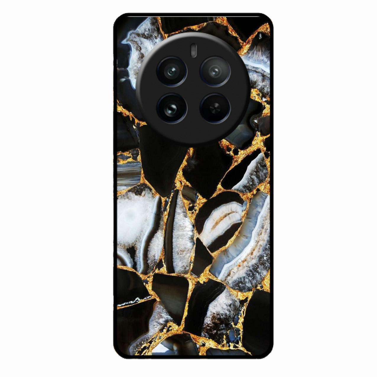 Black Gold Marble Glass Phone Case for Realme 12 Pro Plus 5G