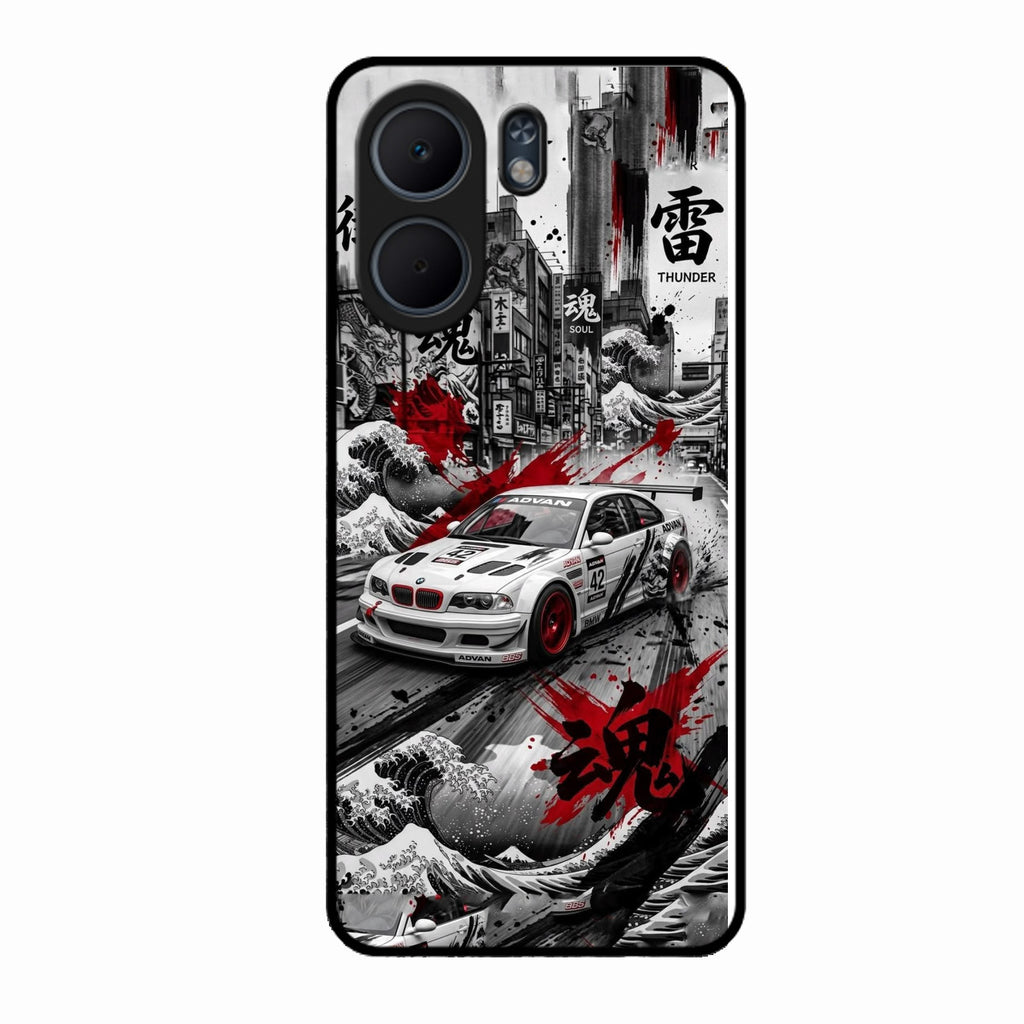 Japanese Wave Drift Racing Premium Glass Phone Case for Oppo A5X 5G