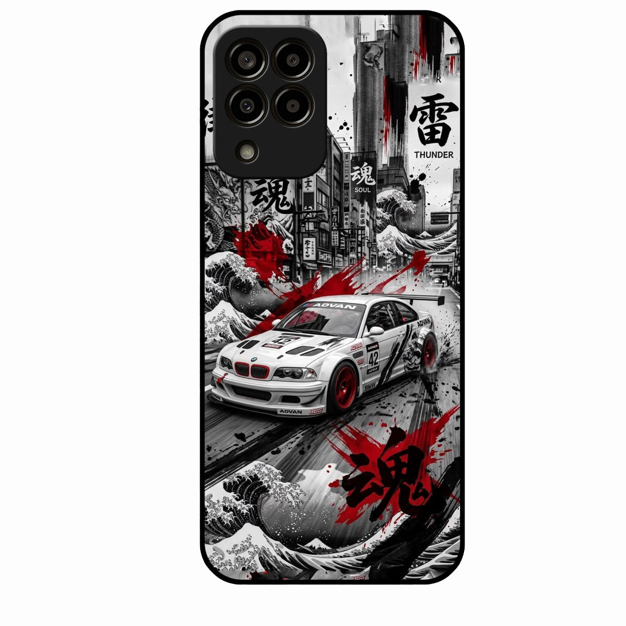 Japanese Wave Drift Racing Premium Glass Phone Case for Samsung Galaxy M33 5G