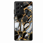 Black Gold Marble Glass Phone Case for Samsung Galaxy S22 Ultra 5G