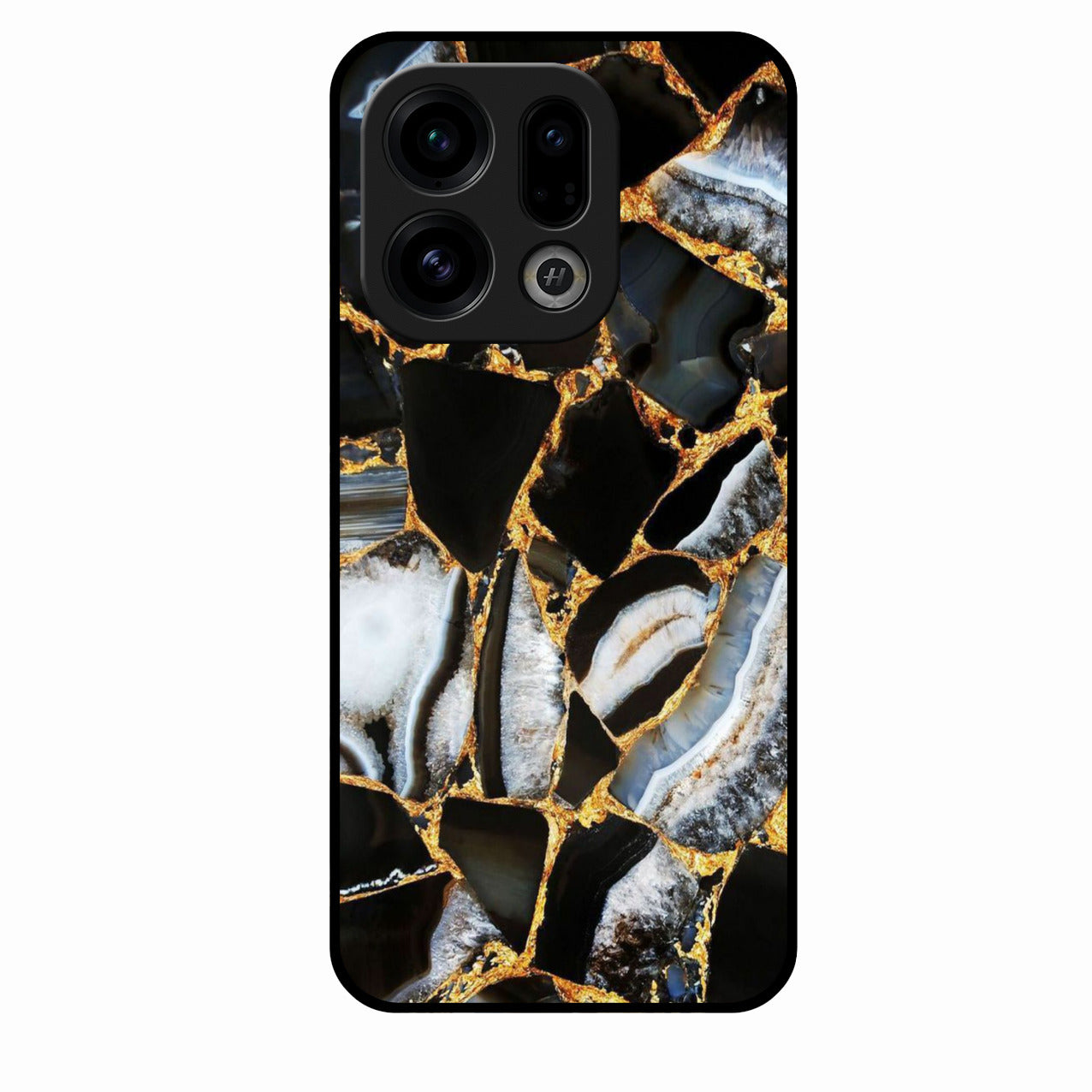 Black Gold Marble Glass Phone Case for Oppo Find X9 5G
