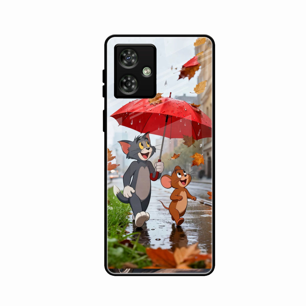 Rainy Day Cartoon Glass Phone Case for Motorola G54 5G