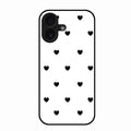 Heart Pattern White Glass Case Cover for iPhone 16