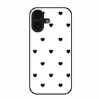 Heart Pattern White Glass Case Cover for iPhone 16