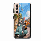Cartoon Scooter Adventure Premium Glass Phone Case for Samsung Galaxy S21 Fe 5G