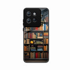 Colorful Bookshelf Art Glass Case Cover for Motorola Edge 50