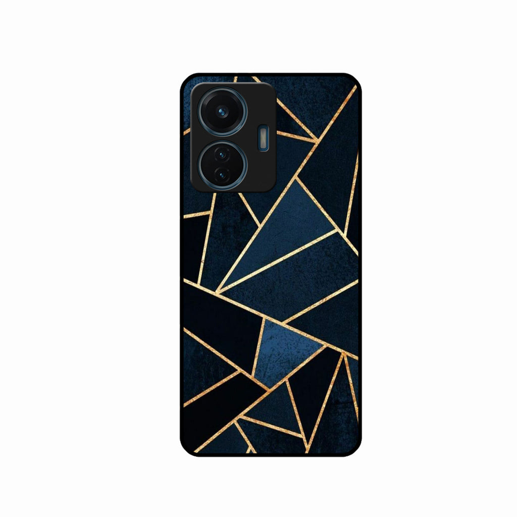 Midnight Gold Geometric Premium Glass Phone Case for iQOO Z6 Lite 5G