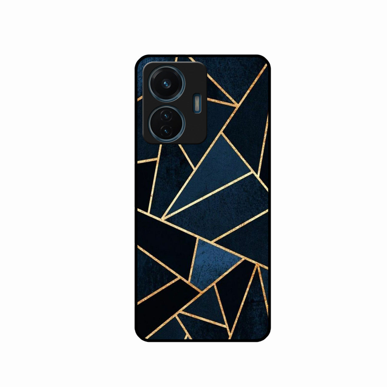 Midnight Gold Geometric Premium Glass Phone Case for iQOO Z6 Lite 5G