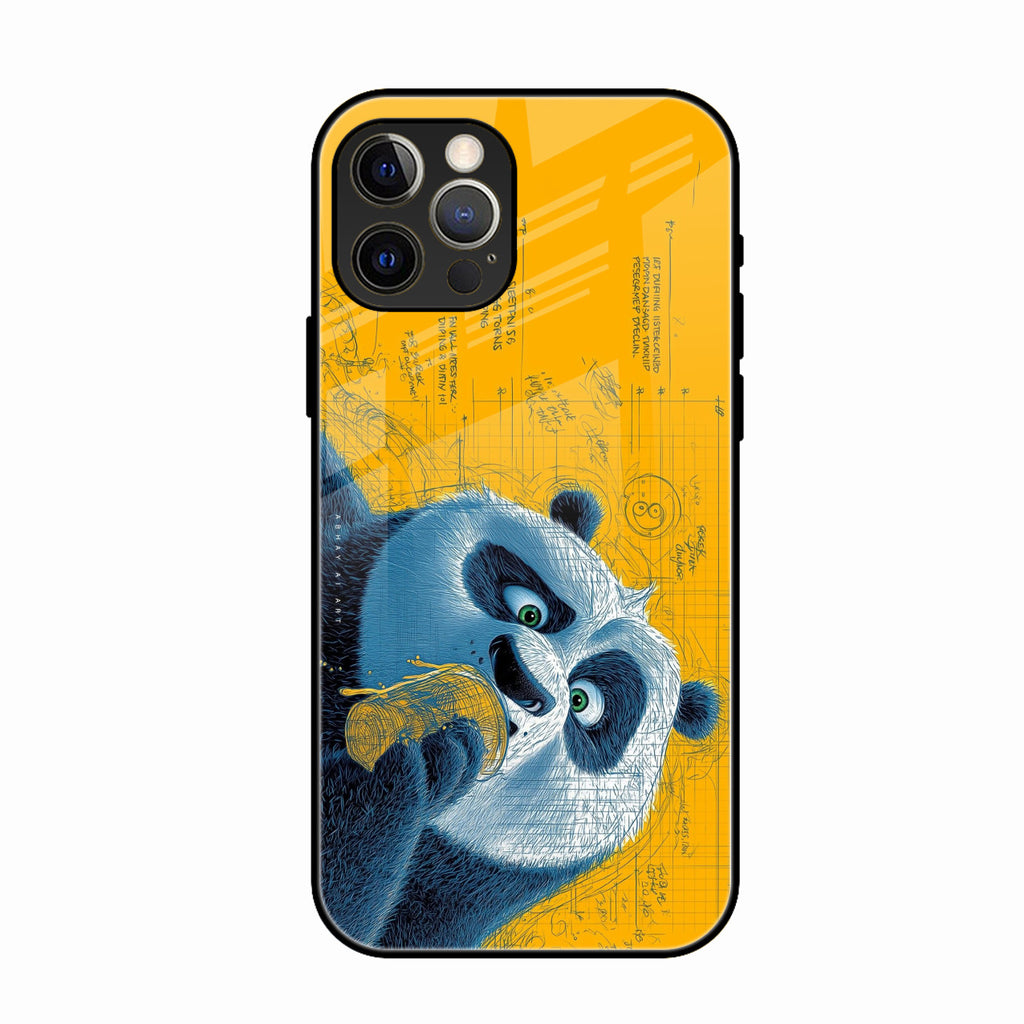Cute Panda Sketch Premium Glass Phone Case for iPhone 16 Pro Max