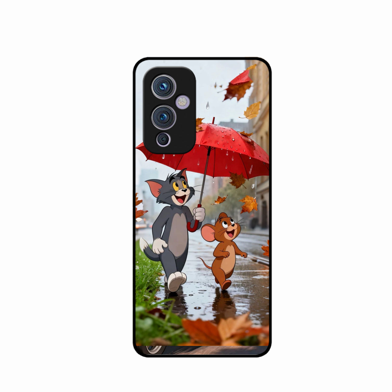 Rainy Day Cartoon Glass Phone Case for Oneplus 9 5G