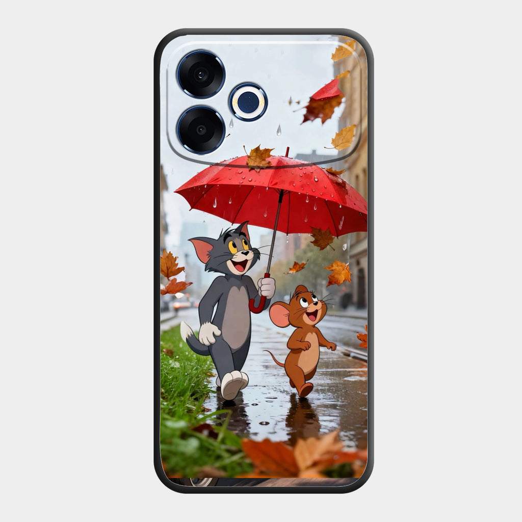 Rainy Day Cartoon Glass Phone Case for Oppo F33 Pro 5G