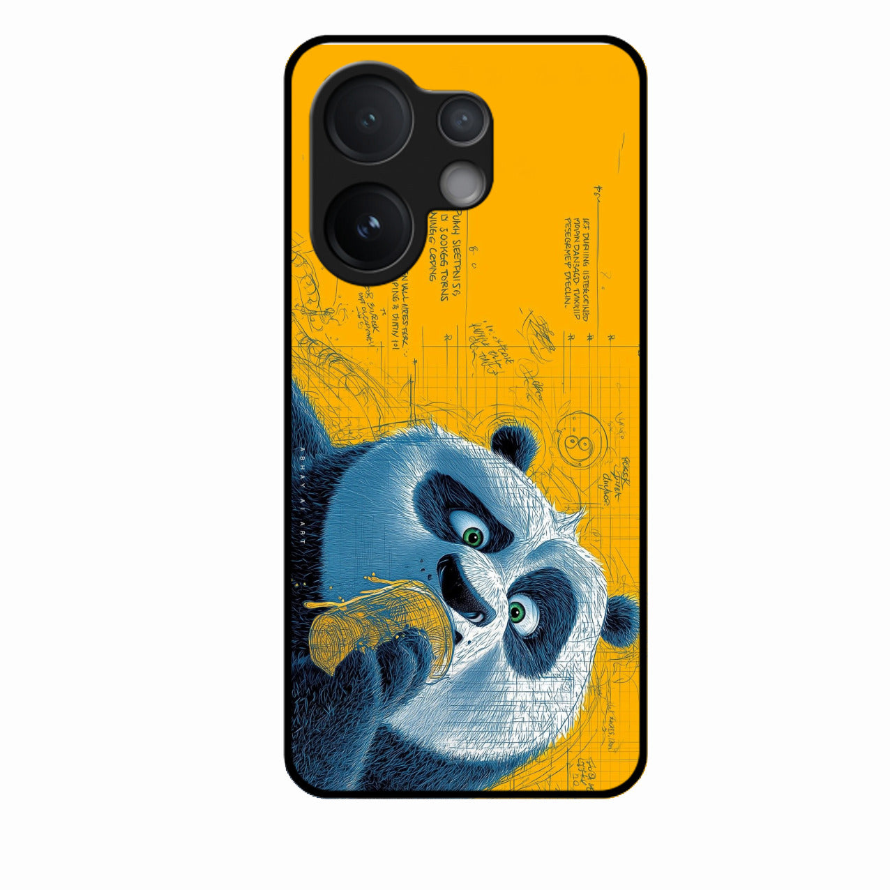 Cute Panda Sketch Premium Glass Phone Case for Vivo T4 Pro 5G