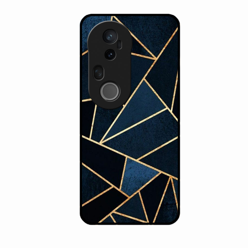 Midnight Gold Geometric Premium Glass Phone Case for Vivo T4 Ultra 5G