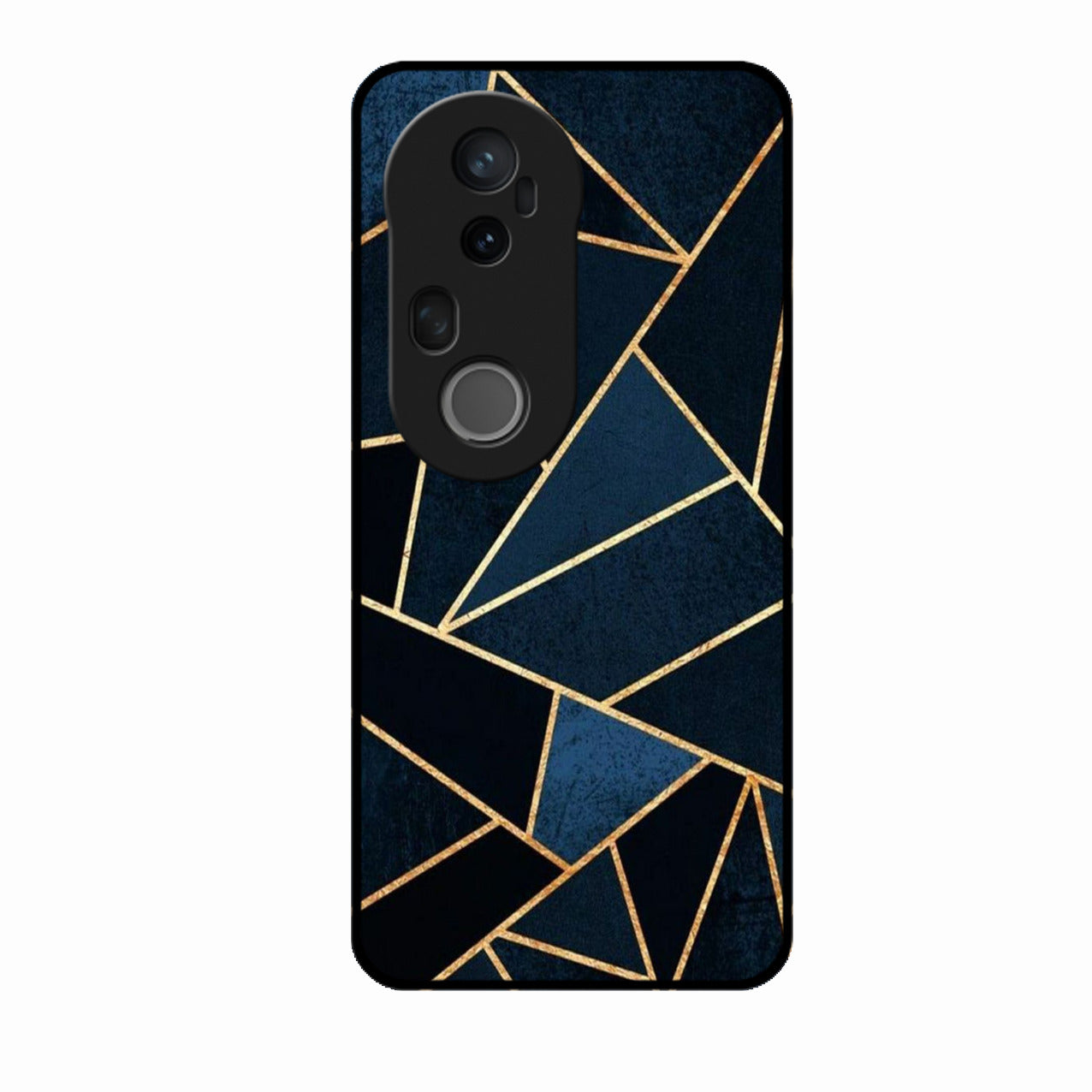 Midnight Gold Geometric Premium Glass Phone Case for Vivo T4 Ultra 5G