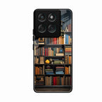 Colorful Bookshelf Art Glass Case Cover for Motorola Edge 60 Fusion 5G